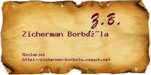 Zicherman Borbála névjegykártya